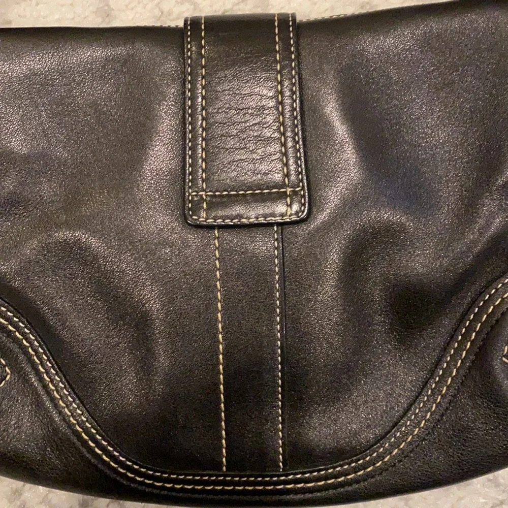 Coach Black Leather Shoulder Bag with Silver Hardware
